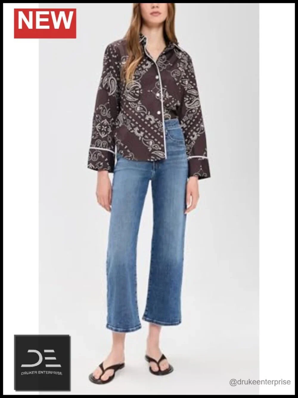Wide-Leg Crop Super Stretch Denim Jeans High Rise 27in Inseam
